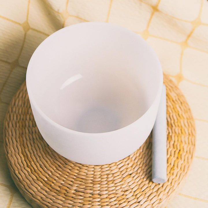 KVKA 528hz Klangschalen, 8 inch C note White Crystal Singing Bowl Chakra Singing Bowl for Sound Heal