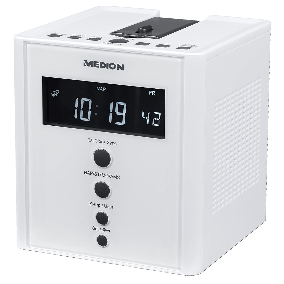 MEDION MD 43562 E66395 Projektions-Uhrenradio mit Weckfunktion PLL UKW weiss