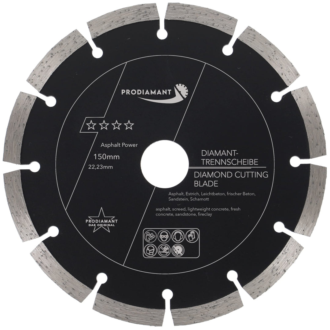 PRODIAMANT Diamantscheibe 150 mm x 22,2 mm Abrasiv für Strassen, Asphalt, Estrich, Leichtbeton, fris