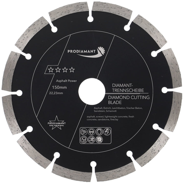 PRODIAMANT Diamantscheibe 150 mm x 22,2 mm Abrasiv für Strassen, Asphalt, Estrich, Leichtbeton, fris