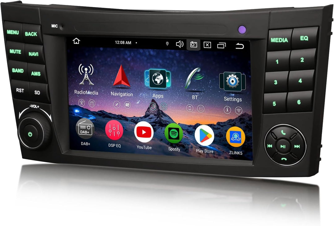 Erisin 8-Kern 4GB+64GB 7 Zoll Android 14 Autoradio Bluetooth GPS Navi für Mercedes Benz E Klasse W21