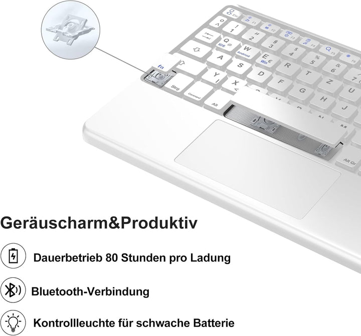 Hülle mit Tastatur für iPad A16 11 Generation 2025/10 Generation 2022, Bluetooth Magnetische Tastatu