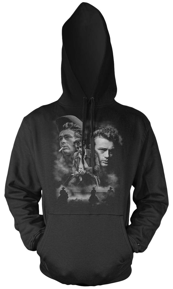 James Dean Männer und Herren Kapuzenpullover | Vintage Rockabilly Retro Kult S Schwarz Druck:weiss,