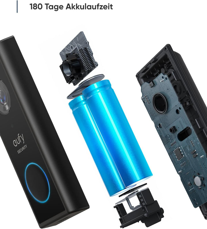 eufy Security Video Doorbell S220, Kabellose Video Türklingel mit Akku, 2K HD, Türklingel mit Kamera
