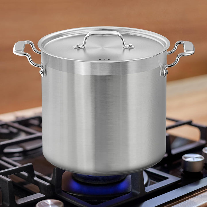 NutriChef Edelstahl Kochtopf 19L Induktion – Suppentopf mit Deckel, Profiqualität für Gastronomie &