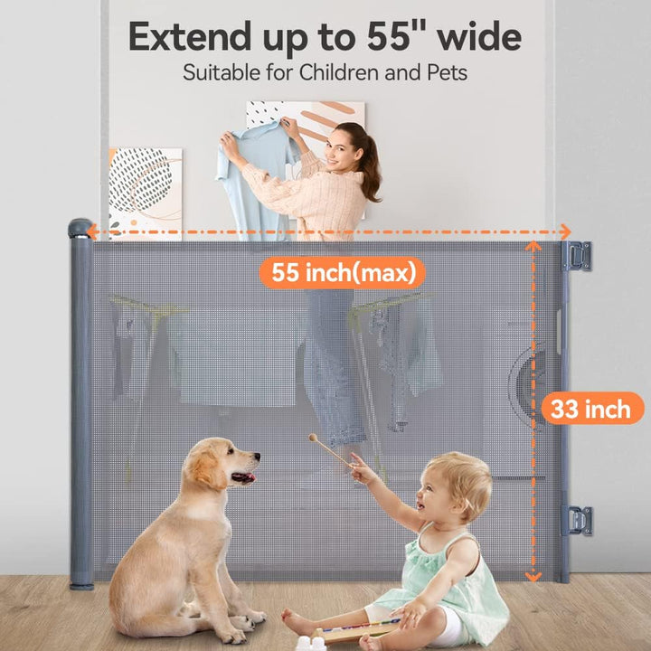 COMOMY Treppenschutzgitter Ausziehbar 0-140cm, Türschutzgitter Rollo für Baby, Katzen und Hunde, Ein