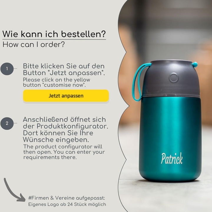 Milu® Thermobehälter mit Gravur 650ml personalisiert - Valentinstagsgeschenk für Frauen & Männer I G