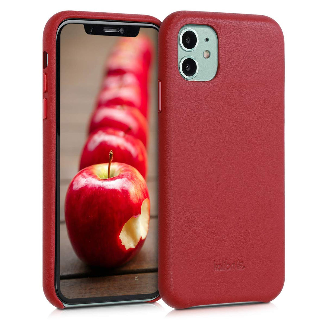 kalibri Schutzhülle kompatibel mit Apple iPhone 11 - Hülle Leder - Hardcover Handy Cover Case Rot, R