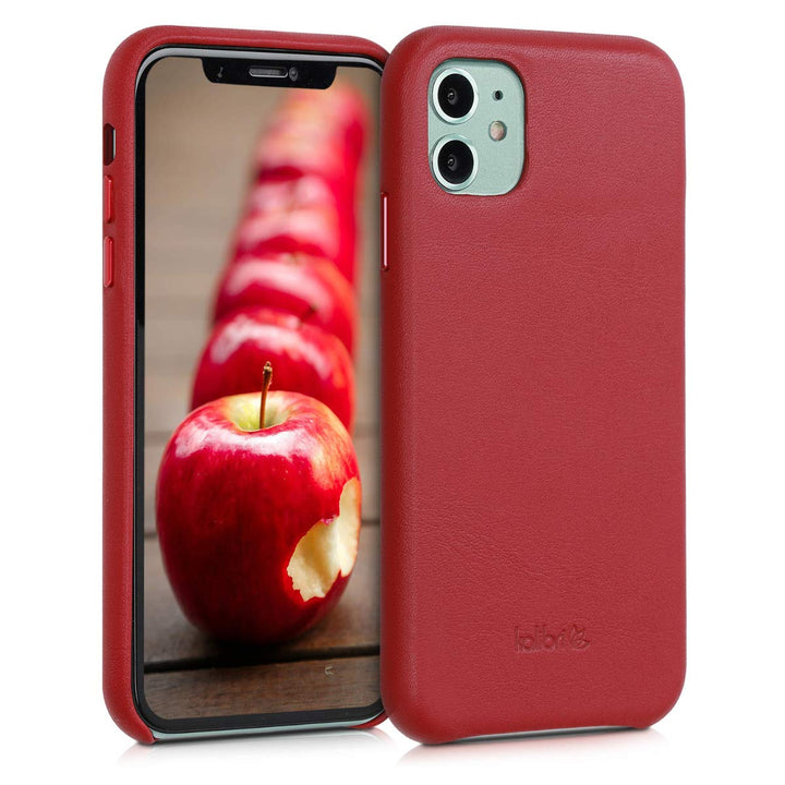 kalibri Schutzhülle kompatibel mit Apple iPhone 11 - Hülle Leder - Hardcover Handy Cover Case Rot, R