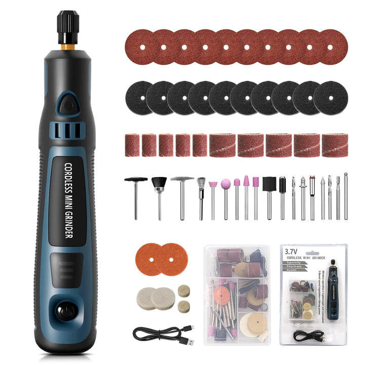 Elektrischer Gravierstift mit 50 Bits, 3-Gang Einstellbar Bis Zu 15.000 U/min, Wiederaufladbare USB-