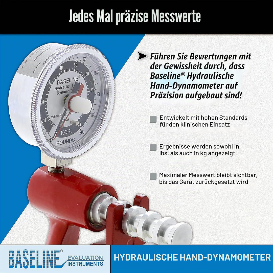 Baseline 12-0241 LITE Hand Kraftmessgerät, hydraulisch, 90,7 kg