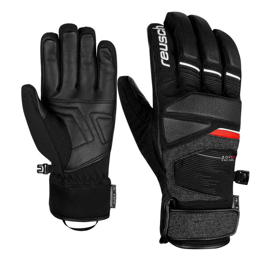 Reusch Herren Storm R-tex Xt Handschuhe 8 black / black melange / fire red, 8 black / black melange