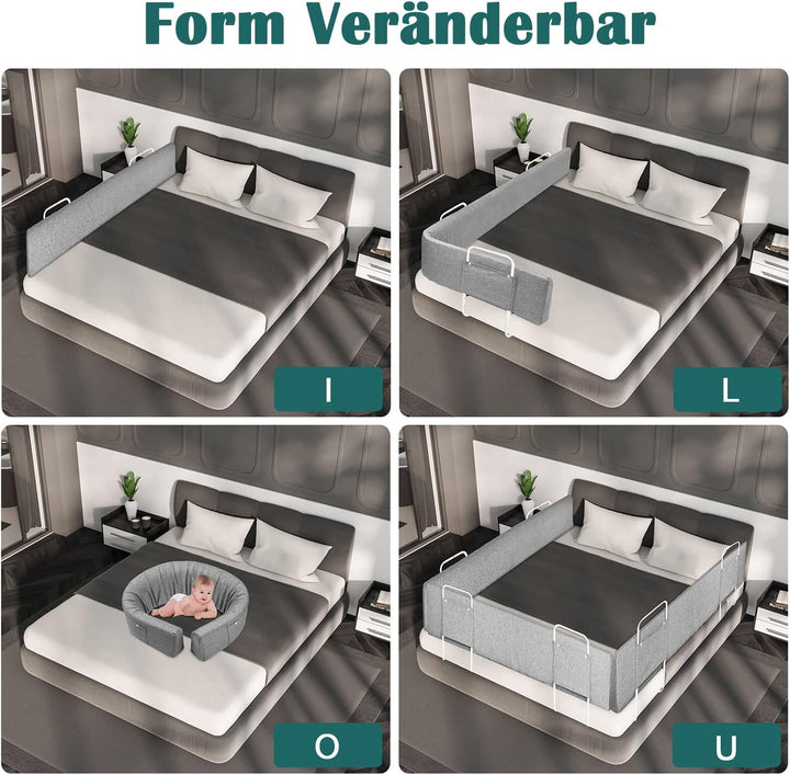 FIVMEN Bettgitter Rausfallschutz Bett 150cm Bettschutzgitter Kinderbett, 40-60cm 5 Löcher Höhenverst