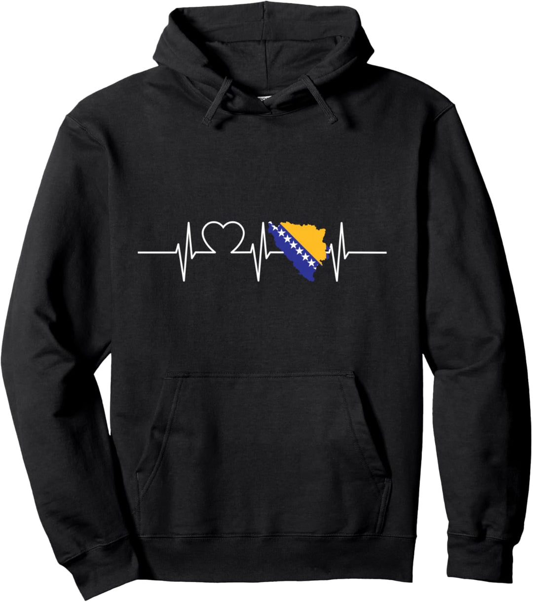 Bosnien Karte mit Herzschlag Vintage Flagge Bosnien Pullover Hoodie