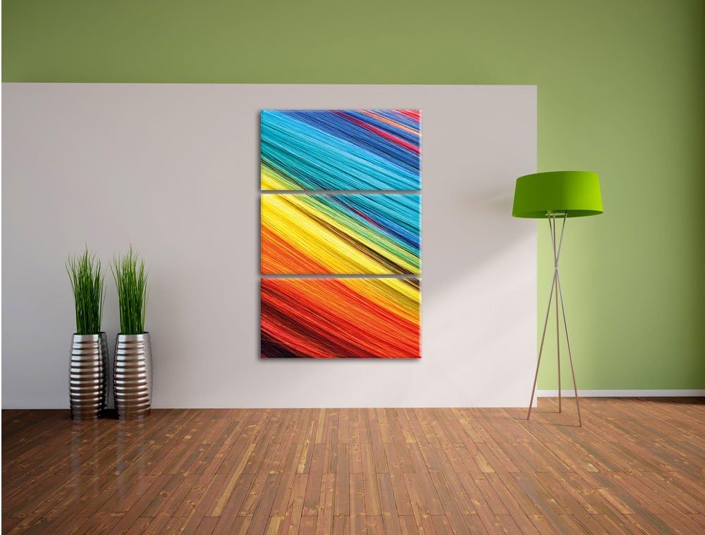 Pixxprint Bunte Streifen 3-Teiler Leinwandbild 120x80 Bild auf Leinwand
