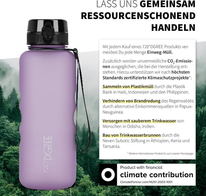 720°DGREE Trinkflasche “uberBottle“ 350ml, 500ml, 650ml, 1l softTouch +Früchtebehälter - Auslaufsich