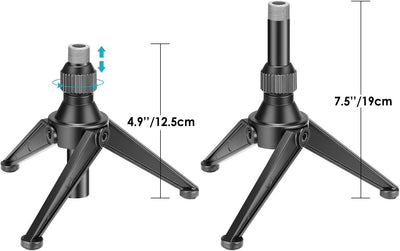 Neewer Faltbarer Eisen Mini Tisch Mikrofonständer, 12,5-19 Zentimeter höhenverstllbar für Vorträge,