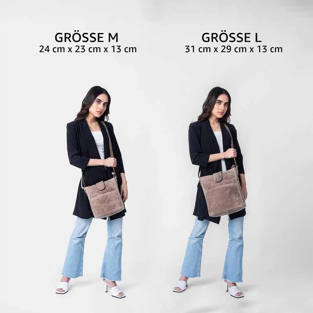 LEABAGS Leder Handtasche Damen I Premium Echtleder Umhängetasche I Damen Schultertasche I Damentasch