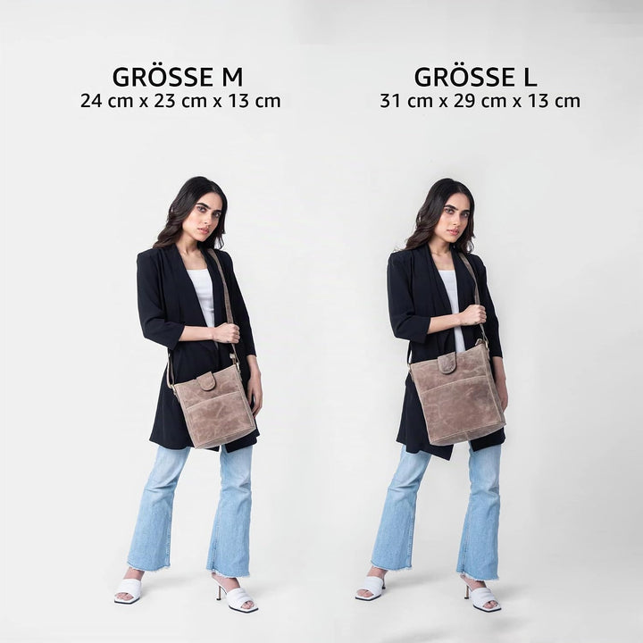 LEABAGS Leder Handtasche Damen I Premium Echtleder Umhängetasche I Damen Schultertasche I Damentasch