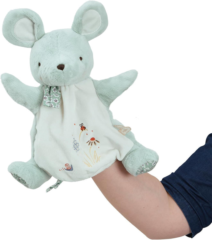 KALOO - Kleine Lieder – Schmusetuch mit grüner Maus – Schmusetuch für Babys – Plüsch Handpuppe 24 cm