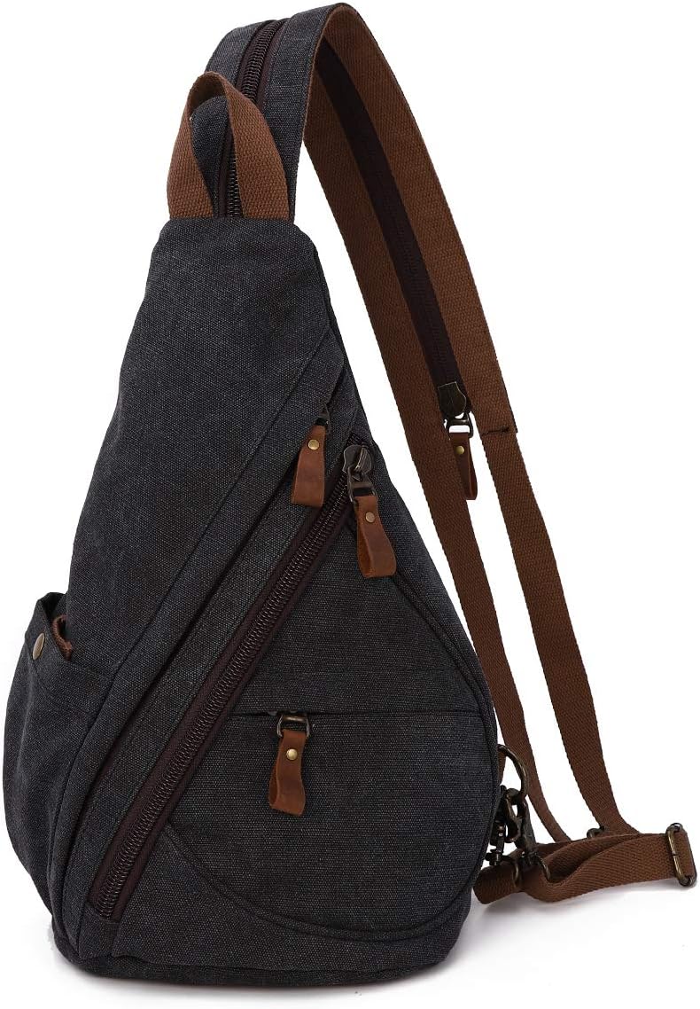 KL928 Canvas Sling Bag Rucksack Damen und Herren – Schulterrucksack Umhängetasche Crossbag Verstellb