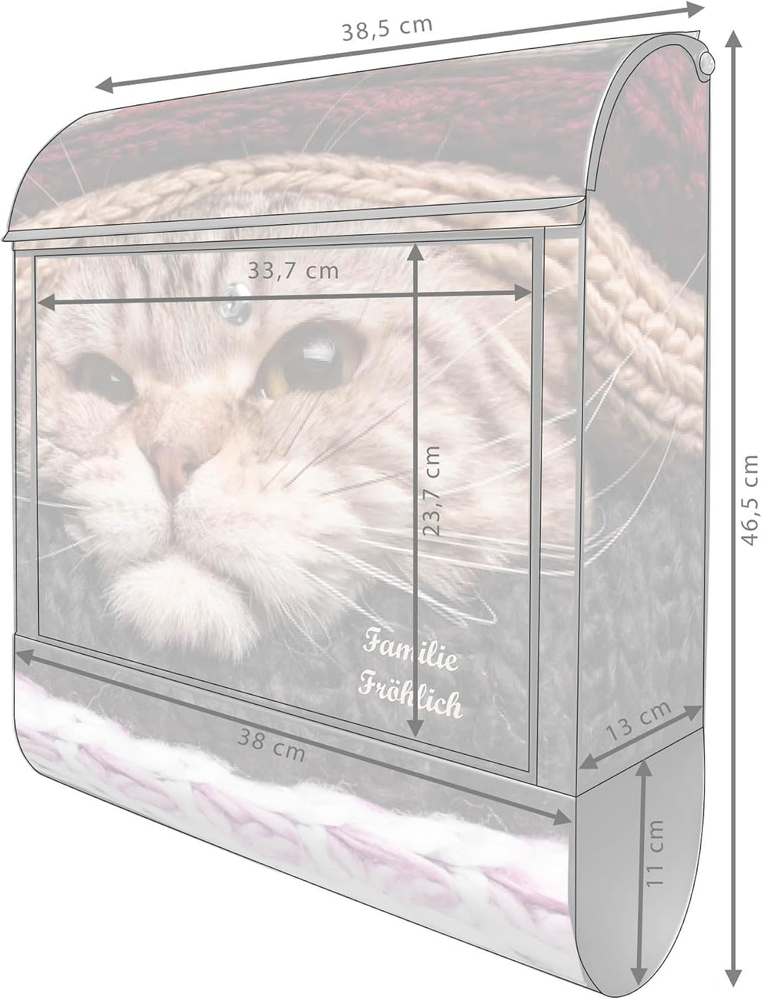 banjado Design Briefkasten personalisiert 38,5x46,5x13cm & 2 Schlüssel - Briefkasten Stahl Schwarz Z