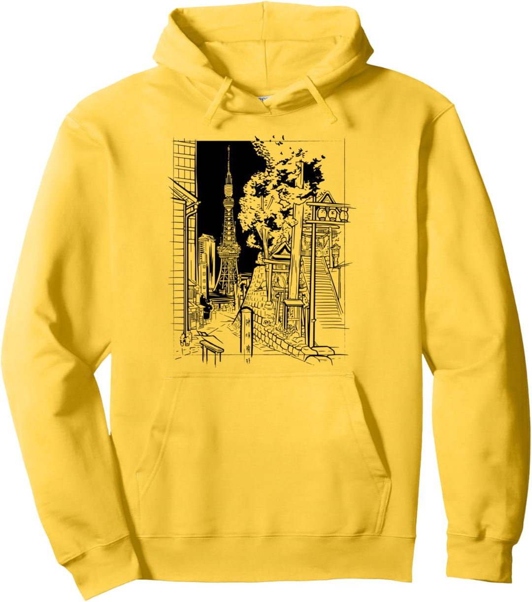Tokio Stadt Skizze | Japanische Kunst Grafik Pullover Hoodie
