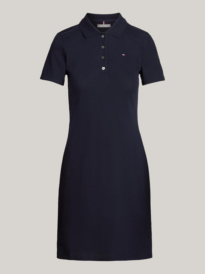 Tommy Hilfiger Damen Polokleid 1985 Slim Pique Polo Dress Ss Slim Fit L Blau (Desert Sky), L Blau (D