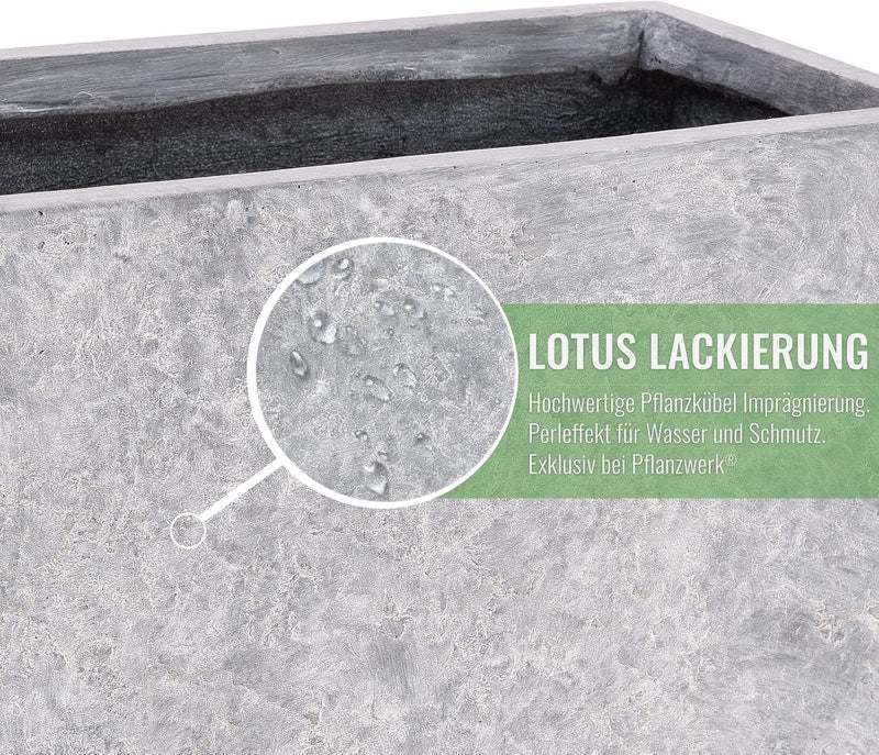 Pflanzwerk® Pflanzkübel Fiberglas Lava HELLGRAU TUB 17x50x17cm *Frostbeständige Blumenkübel* *Deutsc