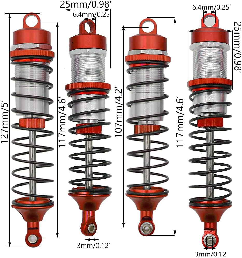 RCAWD RC ARRMA Shock Set Auto Stossdämpfer vorn &amp; hinten montiert Vollmetalldämpfer für Arrma 1/10 G