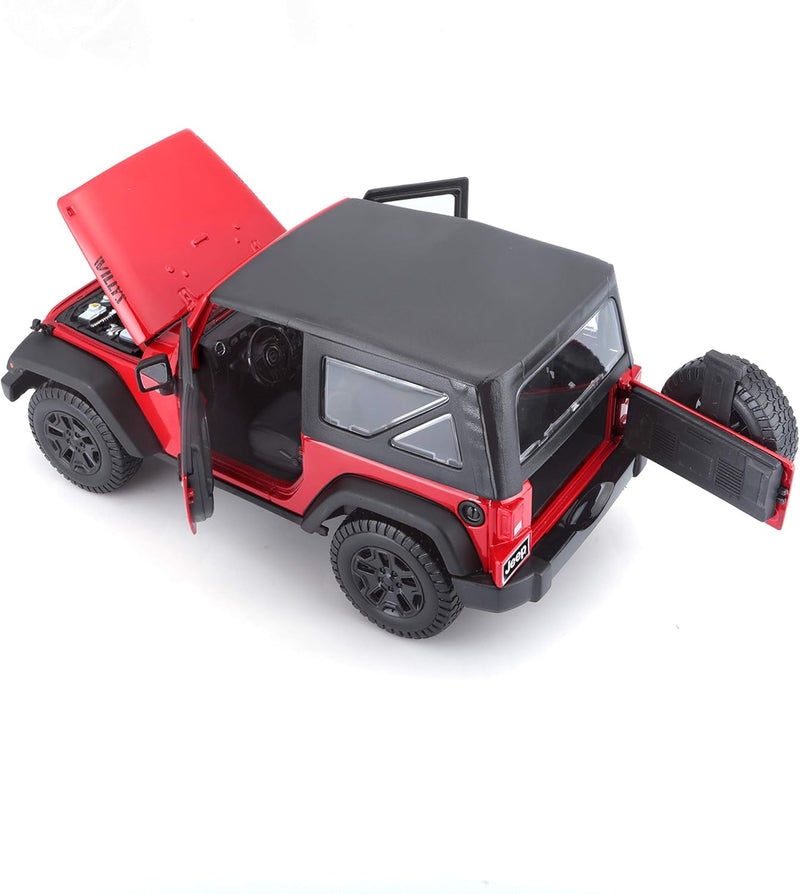 Maisto Jeep Wrangler 2014, Modellauto mit Federung, Massstab 1:18, Türen und Motorhaube beweglich, F