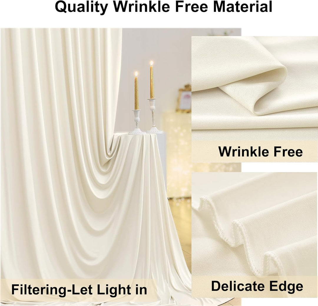 3×3 m Elfenbein Hochzeit Hintergrund Vorhang, 2 Platten 1,5×3 m Faltenfreie seidige Glatte Polyester