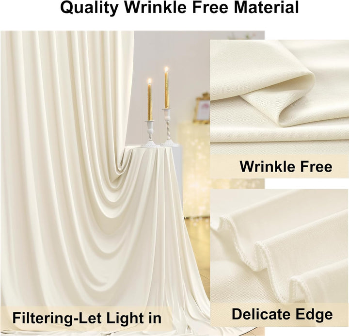 3×3 m Elfenbein Hochzeit Hintergrund Vorhang, 2 Platten 1,5×3 m Faltenfreie seidige Glatte Polyester