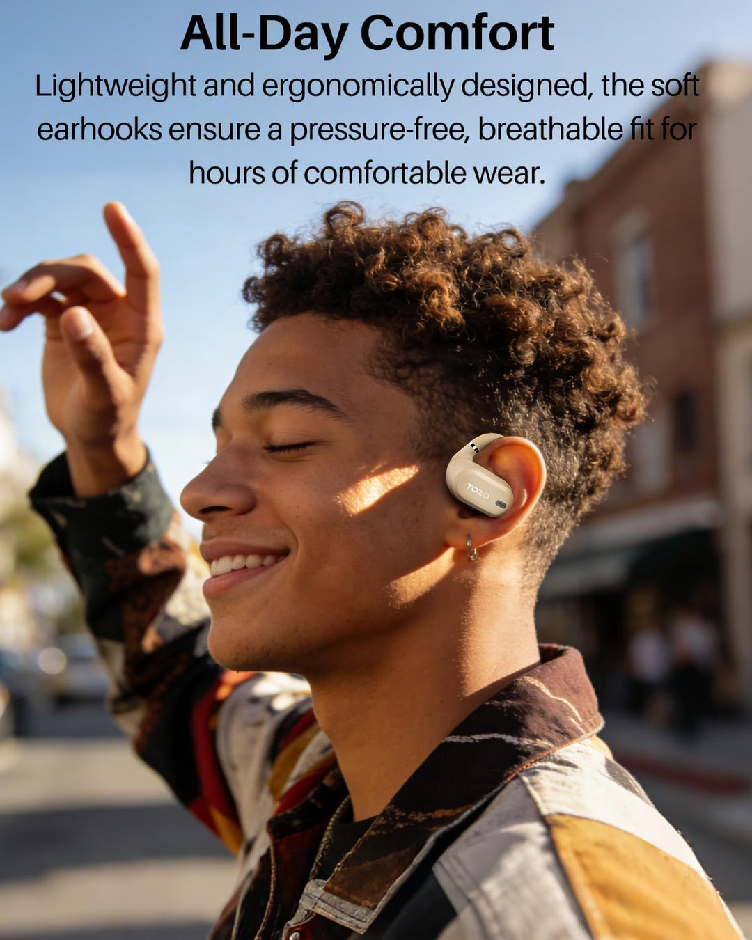 TOZO OpenWear Kabellose Bluetooth-Kopfhörer, ENC-Anrufe, 14,2mm Treiber, 38 Std Wiedergabe,LED-Anzei