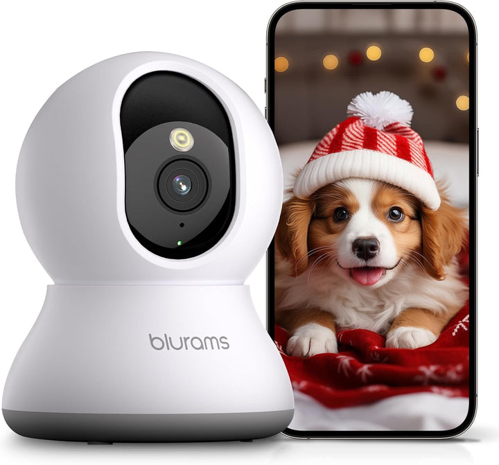 blurams Überwachungskamera Innen, 2K WLAN Kamera Innen, 360° Haustierkamera mit App, AI Bewegungserk