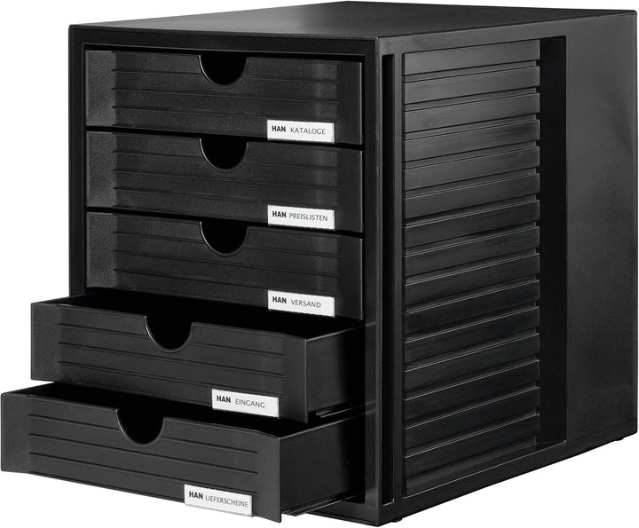 HAN Schubladenbox SYSTEMBOX mit 5 geschlossenen Schubladen für Unterlagen bis DIN C4, Schreibtisch o