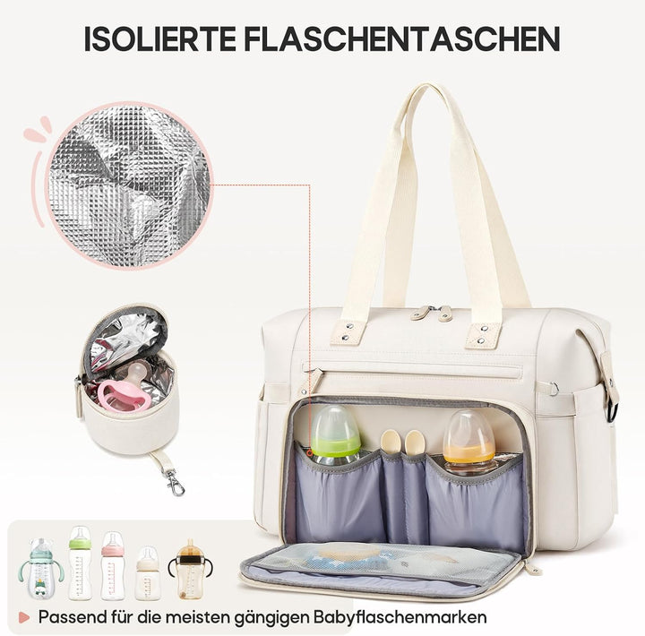 RAINSMORE Wickeltasche Kinderwagen mit Wickelunterlage und Schnullertasche | Gross Babytasche für Ma
