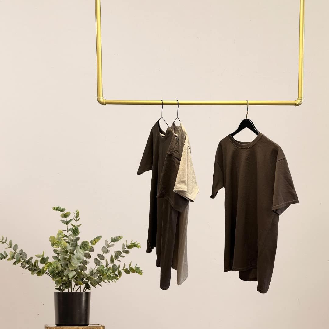 Kleiderstange Garderobe Industrie Design für Decke Gold | Breite 100 cm x Höhe 100 cm | Garderobenst