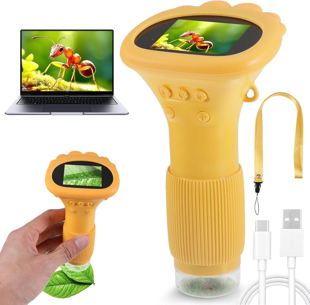 Handheld Mikroskop für Kinder, 2,0" IPS-Bildschirm 200-1000X Taschenmikroskop für Kinder, 2MP Lens P