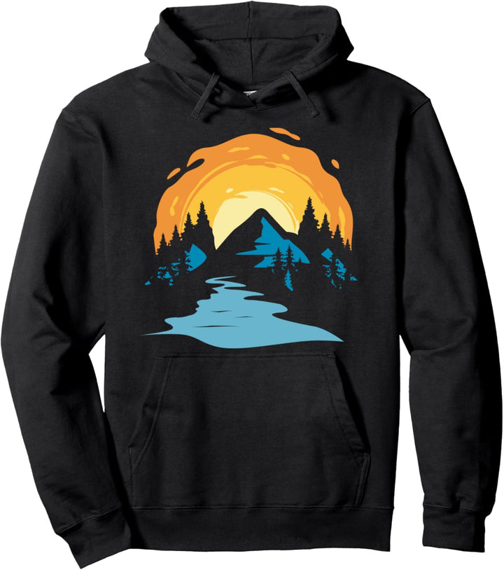 Berg Sonnenuntergang Natur Liebe Camping und Wandern Pullover Hoodie