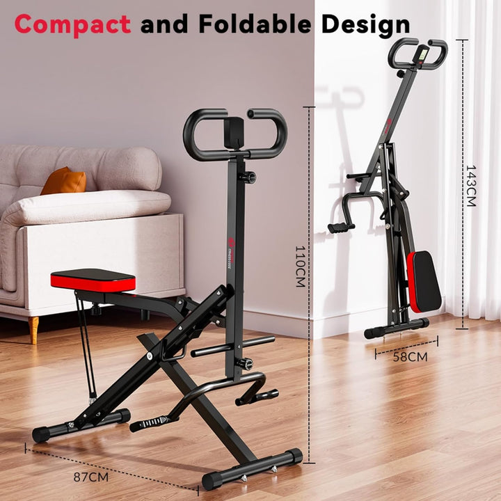 Squat Machine Faltbare Heimtrainer Fitnessgeräte, Assist Row-N-Ride Trainer, 165 kg belastbar, AB Bo