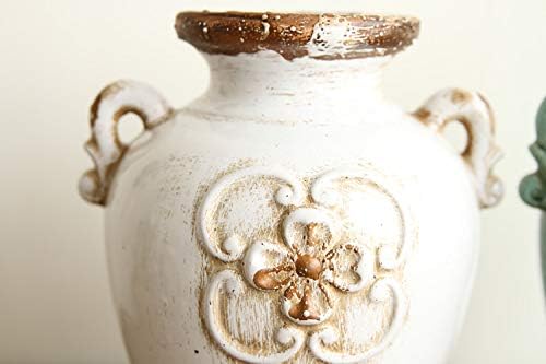 Soyizom rustikale weisse Keramikvase französische Landhausstil Vintage Vase für Blumensträusse, Kera