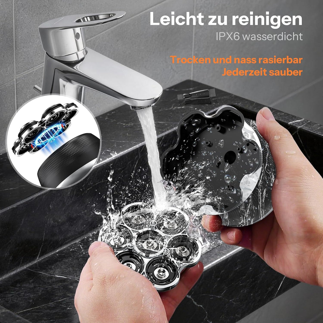 Glatzen Rasierer Herren, Yeerain 7D Flexibler Glatzenrasierer mit 2 einstellbaren Geschwindigkeitsst