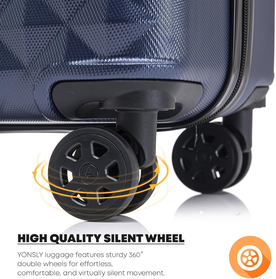 Koffer Suitcase XL Dunkelblau, Trolley Reisekoffer, Rollkoffer Handgepäck mit 4 Rollen 360°, Hartsch