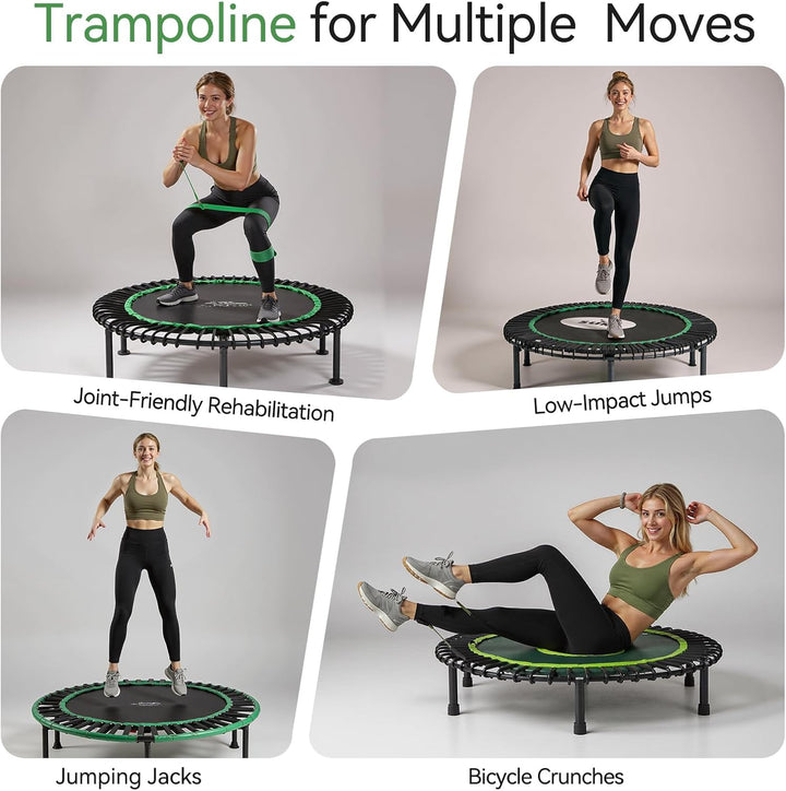 BCAN 204 kg Faltbares Mini-Trampolin, 102 cm Fitness-Trampolin für Erwachsene mit robusten Gummiseil