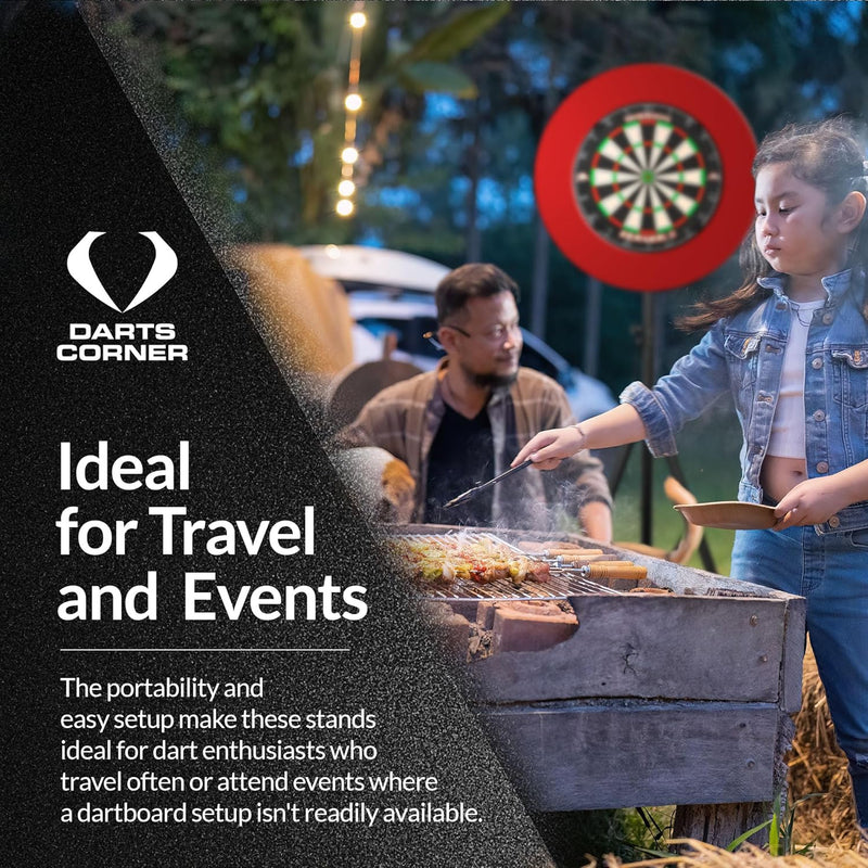 Darts Corner DM01 | Professionelles tragbares Dreibein-Stativ für Dartscheibe, Reiseständer für mobi