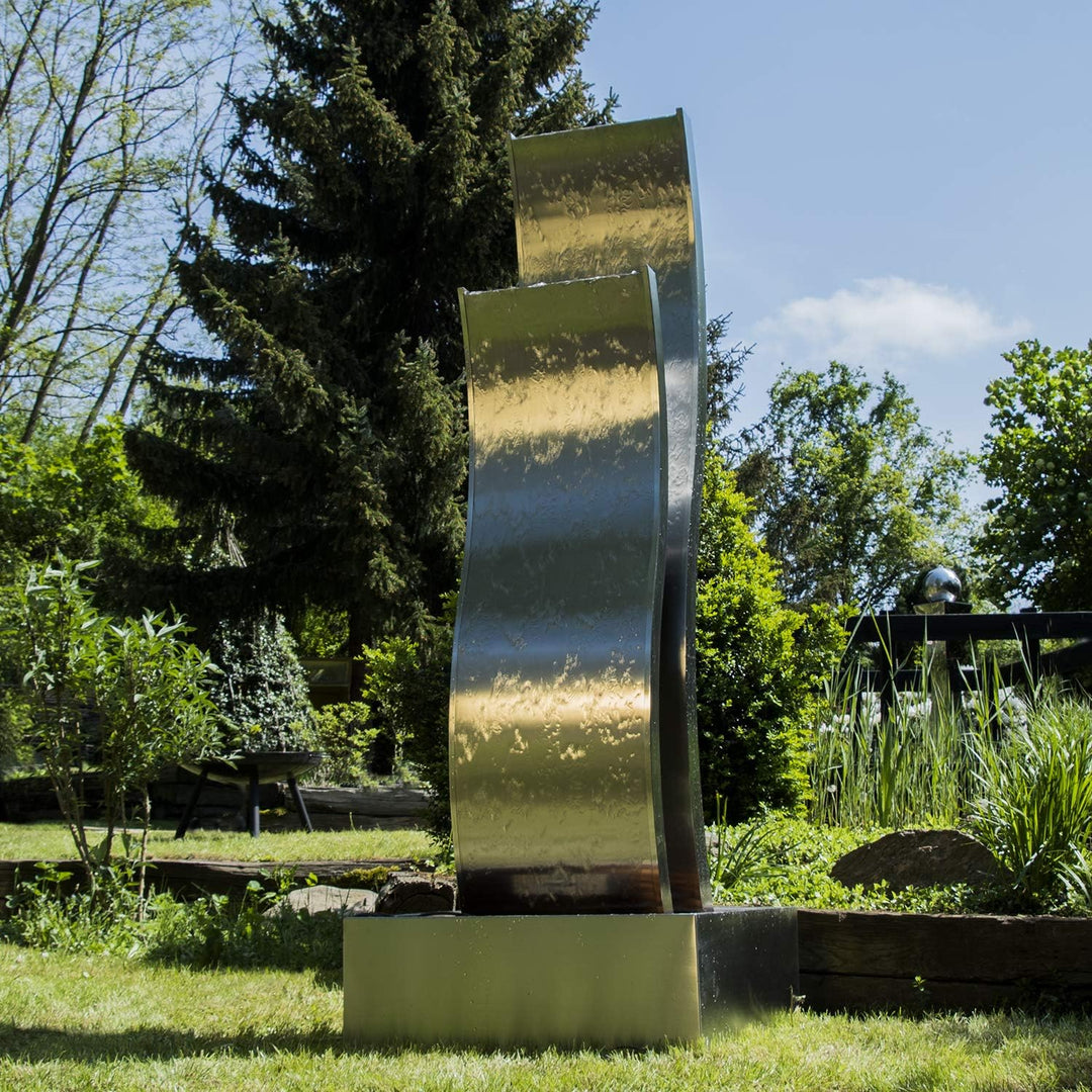 Köhko Wasserwand Höhe ca. 180 cm 26005 Wasserfall mit LED-Beleuchtung und Edelstahlbecken 150 CM Ede