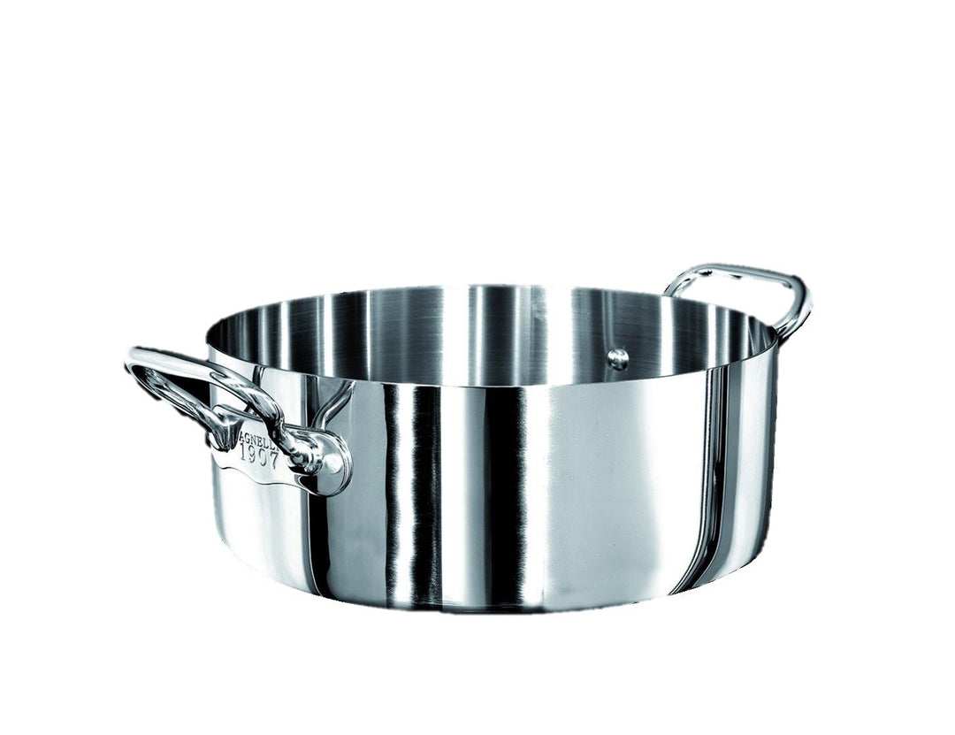 Pentole Agnelli Linea 1907 Schmortopf mit 2 Griffen, Aluminium, Silber, 36 cm 36 cm Niedrig, 36 cm N