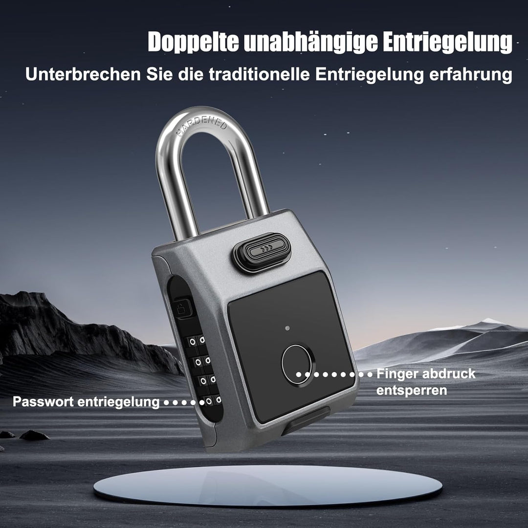 Diyife Fingerabdruck Schloss Zahlenschloss, [3 in 1] Grosses Smart Vorhängeschloss mit APP/Fingerabd