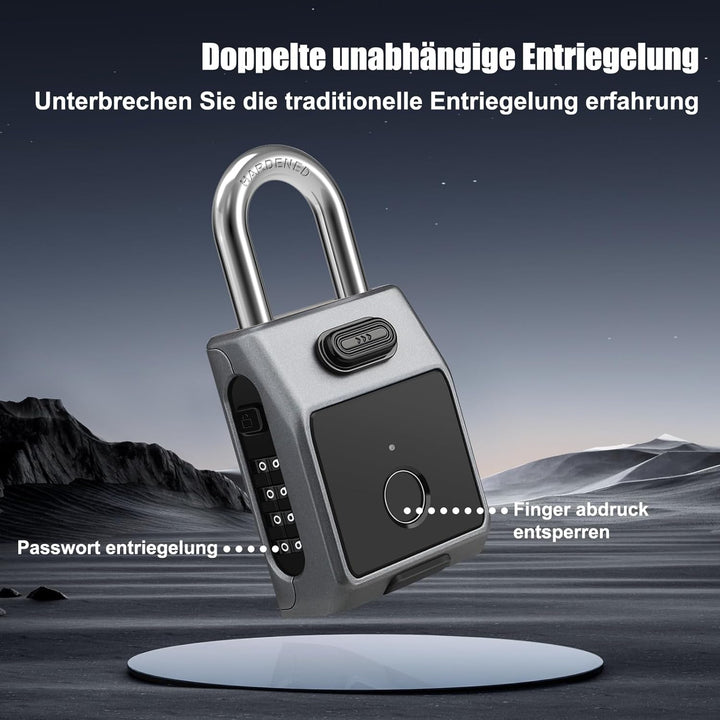 Diyife Fingerabdruck Schloss Zahlenschloss, [3 in 1] Grosses Smart Vorhängeschloss mit APP/Fingerabd